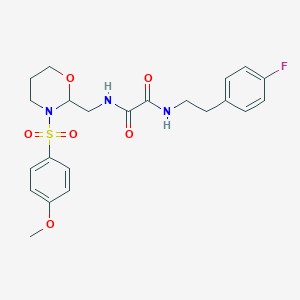molecular formula C22H26FN3O6S B2842541 N1-(4-fluorophenethyl)-N2-((3-((4-methoxyphenyl)sulfonyl)-1,3-oxazinan-2-yl)methyl)oxalamide CAS No. 872880-93-8