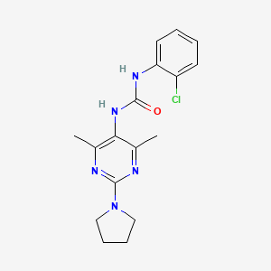 molecular formula C17H20ClN5O B2842547 1-(2-Chlorophenyl)-3-(4,6-dimethyl-2-(pyrrolidin-1-yl)pyrimidin-5-yl)urea CAS No. 1448060-30-7