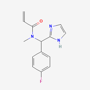 molecular formula C14H14FN3O B2842551 N-[(4-Fluorophenyl)-(1H-imidazol-2-yl)methyl]-N-methylprop-2-enamide CAS No. 2361658-10-6