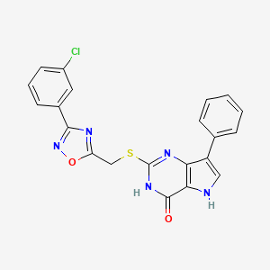 2-(((3-(3-chlorophenyl)-1,2,4-oxadiazol-5-yl)methyl)thio)-7-phenyl-3H-pyrrolo[3,2-d]pyrimidin-4(5H)-one