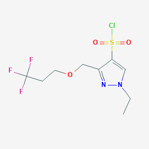 molecular formula C9H12ClF3N2O3S B2842575 1-ethyl-3-[(3,3,3-trifluoropropoxy)methyl]-1H-pyrazole-4-sulfonyl chloride CAS No. 1855949-04-0
