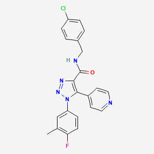 molecular formula C22H17ClFN5O B2842578 N-[(4-chlorophenyl)methyl]-1-(4-fluoro-3-methylphenyl)-5-(pyridin-4-yl)-1H-1,2,3-triazole-4-carboxamide CAS No. 1251689-77-6