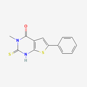 molecular formula C13H10N2OS2 B2842583 3-甲基-6-苯基-2-硫代-3H,4H-噻吩并[2,3-d]嘧啶-4-酮 CAS No. 851398-42-0