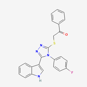 molecular formula C24H17FN4OS B2842586 2-((4-(4-fluorophenyl)-5-(1H-indol-3-yl)-4H-1,2,4-triazol-3-yl)thio)-1-phenylethanone CAS No. 946276-59-1