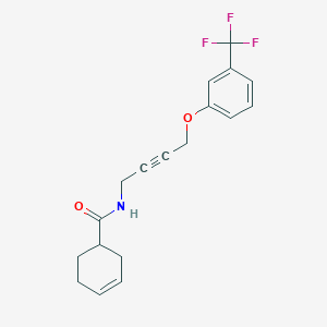 molecular formula C18H18F3NO2 B2842595 N-(4-(3-(trifluoromethyl)phenoxy)but-2-yn-1-yl)cyclohex-3-enecarboxamide CAS No. 1421505-66-9