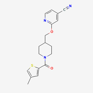 molecular formula C18H19N3O2S B2842605 2-[[1-(4-Methylthiophene-2-carbonyl)piperidin-4-yl]methoxy]pyridine-4-carbonitrile CAS No. 2379997-48-3