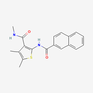molecular formula C19H18N2O2S B2842609 N,4,5-三甲基-2-(萘-2-羧酰胺基)噻吩-3-羧酰胺 CAS No. 896298-40-1