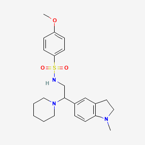 molecular formula C23H31N3O3S B2842618 4-甲氧基-N-(2-(1-甲基吲哚-5-基)-2-(哌啶-1-基)乙基)苯磺酰胺 CAS No. 946343-65-3