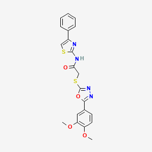 2-((5-(3,4-dimethoxyphenyl)-1,3,4-oxadiazol-2-yl)thio)-N-(4-phenylthiazol-2-yl)acetamide