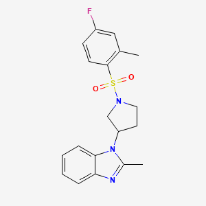 molecular formula C19H20FN3O2S B2842620 1-(1-((4-氟-2-甲基苯基)磺酰基)吡咯啶-3-基)-2-甲基-1H-苯并[d]咪唑 CAS No. 2097914-17-3