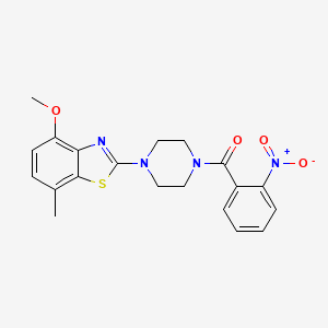molecular formula C20H20N4O4S B2842627 (4-(4-Methoxy-7-methylbenzo[d]thiazol-2-yl)piperazin-1-yl)(2-nitrophenyl)methanone CAS No. 897487-80-8