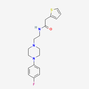 molecular formula C18H22FN3OS B2842628 N-(2-(4-(4-fluorophenyl)piperazin-1-yl)ethyl)-2-(thiophen-2-yl)acetamide CAS No. 1049447-88-2
