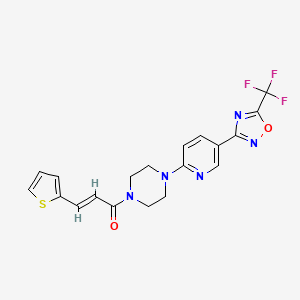 (E)-3-(thiophen-2-yl)-1-(4-(5-(5-(trifluoromethyl)-1,2,4-oxadiazol-3-yl)pyridin-2-yl)piperazin-1-yl)prop-2-en-1-one