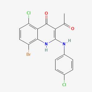 molecular formula C17H11BrCl2N2O2 B2842640 3-acetyl-8-bromo-5-chloro-2-(4-chlorophenylamino)quinolin-4(1H)-one CAS No. 1151813-61-4