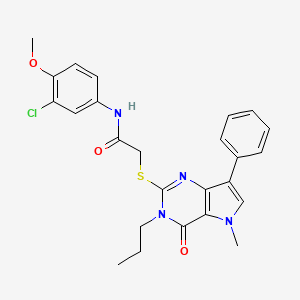 molecular formula C25H25ClN4O3S B2842649 N-(3-chloro-4-methoxyphenyl)-2-((5-methyl-4-oxo-7-phenyl-3-propyl-4,5-dihydro-3H-pyrrolo[3,2-d]pyrimidin-2-yl)thio)acetamide CAS No. 1115338-34-5