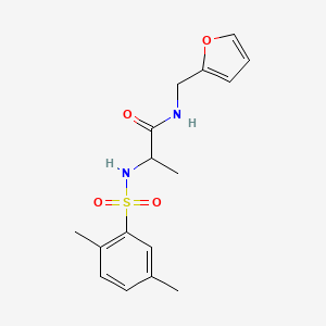 molecular formula C16H20N2O4S B2842654 2-[(2,5-二甲基苯基)磺酰氨基]-N-(呋喃-2-基甲基)丙酰胺 CAS No. 1093630-31-9