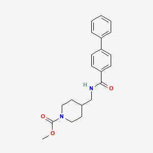 molecular formula C21H24N2O3 B2842657 Methyl 4-([1,1'-biphenyl]-4-ylcarboxamidomethyl)piperidine-1-carboxylate CAS No. 1235190-03-0