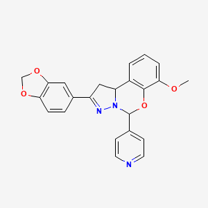 2-(benzo[d][1,3]dioxol-5-yl)-7-methoxy-5-(pyridin-4-yl)-5,10b-dihydro-1H-benzo[e]pyrazolo[1,5-c][1,3]oxazine