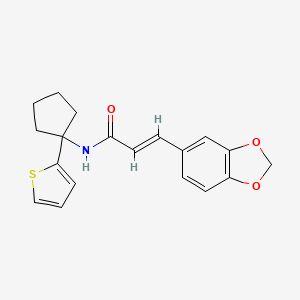 (E)-3-(benzo[d][1,3]dioxol-5-yl)-N-(1-(thiophen-2-yl)cyclopentyl)acrylamide