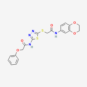 molecular formula C20H18N4O5S2 B2842664 N-(2,3-dihydrobenzo[b][1,4]dioxin-6-yl)-2-((5-(2-phenoxyacetamido)-1,3,4-thiadiazol-2-yl)thio)acetamide CAS No. 868973-69-7