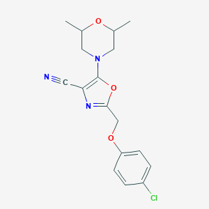 molecular formula C17H18ClN3O3 B284267 2-[(4-Chlorophenoxy)methyl]-5-(2,6-dimethylmorpholin-4-yl)-1,3-oxazole-4-carbonitrile 