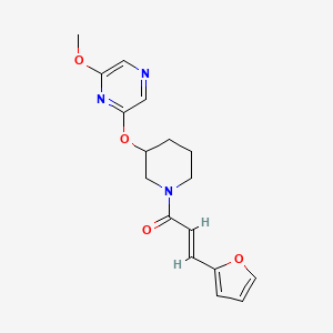 molecular formula C17H19N3O4 B2842672 (E)-3-(呋喃-2-基)-1-(3-((6-甲氧吡嗪-2-基)氧基哌啶-1-基)丙-2-烯-1-酮 CAS No. 2035017-91-3