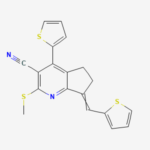 2-(methylsulfanyl)-4-(thiophen-2-yl)-7-[(thiophen-2-yl)methylidene]-5H,6H,7H-cyclopenta[b]pyridine-3-carbonitrile