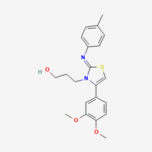 molecular formula C21H24N2O3S B2842705 (Z)-3-(4-(3,4-二甲氧基苯基)-2-(对甲苯基亚胺)噻唑-3(2H)-基)丙醇 CAS No. 915186-33-3