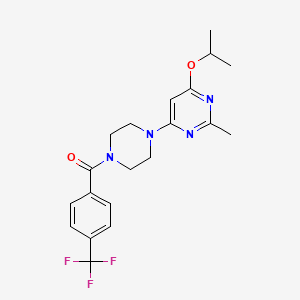 molecular formula C20H23F3N4O2 B2842708 (4-(6-Isopropoxy-2-methylpyrimidin-4-yl)piperazin-1-yl)(4-(trifluoromethyl)phenyl)methanone CAS No. 946230-97-3