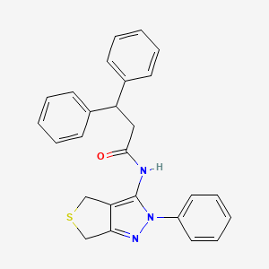 3,3-diphenyl-N-(2-phenyl-4,6-dihydro-2H-thieno[3,4-c]pyrazol-3-yl)propanamide