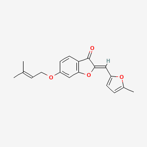 molecular formula C19H18O4 B2842730 (Z)-6-((3-methylbut-2-en-1-yl)oxy)-2-((5-methylfuran-2-yl)methylene)benzofuran-3(2H)-one CAS No. 622808-44-0