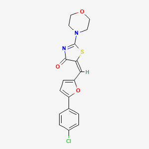 molecular formula C18H15ClN2O3S B2842741 (E)-5-((5-(4-chlorophenyl)furan-2-yl)methylene)-2-morpholinothiazol-4(5H)-one CAS No. 405920-54-9