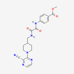 molecular formula C21H22N6O4 B2842742 Methyl 4-(2-(((1-(3-cyanopyrazin-2-yl)piperidin-4-yl)methyl)amino)-2-oxoacetamido)benzoate CAS No. 1797286-47-5