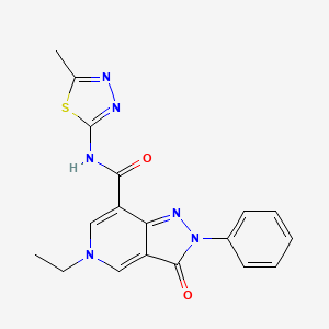 molecular formula C18H16N6O2S B2842749 5-ethyl-N-(5-methyl-1,3,4-thiadiazol-2-yl)-3-oxo-2-phenyl-3,5-dihydro-2H-pyrazolo[4,3-c]pyridine-7-carboxamide CAS No. 921833-65-0