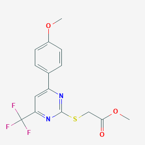 molecular formula C15H13F3N2O3S B284275 Methyl {[4-(4-methoxyphenyl)-6-(trifluoromethyl)pyrimidin-2-yl]thio}acetate 