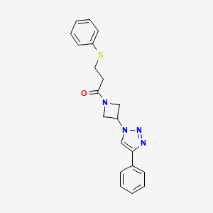 molecular formula C20H20N4OS B2842756 1-(3-(4-phenyl-1H-1,2,3-triazol-1-yl)azetidin-1-yl)-3-(phenylthio)propan-1-one CAS No. 2034446-00-7