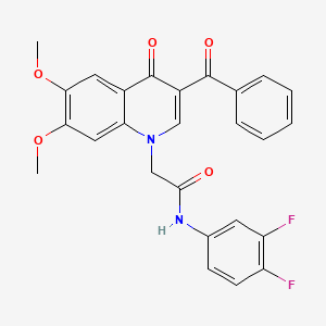molecular formula C26H20F2N2O5 B2842758 2-(3-苯甲酰-6,7-二甲氧基-4-氧代喹啉-1(4H)-基)-N-(3,4-二氟苯基)乙酰胺 CAS No. 866590-53-6