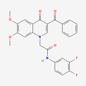 molecular formula C26H20F2N2O5 B2842758 2-(3-benzoyl-6,7-dimethoxy-4-oxo-1,4-dihydroquinolin-1-yl)-N-(3,4-difluorophenyl)acetamide CAS No. 866590-53-6