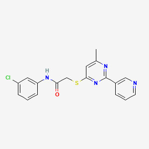 molecular formula C18H15ClN4OS B2842766 N-(3-chlorophenyl)-2-((6-methyl-2-(pyridin-3-yl)pyrimidin-4-yl)thio)acetamide CAS No. 1251706-83-8