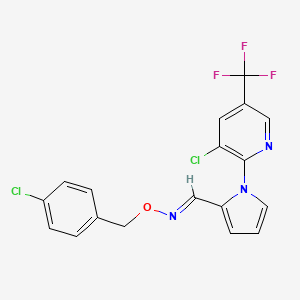 molecular formula C18H12Cl2F3N3O B2842768 1-[3-chloro-5-(trifluoromethyl)-2-pyridinyl]-1H-pyrrole-2-carbaldehyde O-(4-chlorobenzyl)oxime CAS No. 321430-81-3