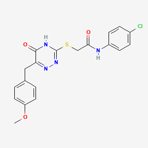 molecular formula C19H17ClN4O3S B2842771 N-(4-chlorophenyl)-2-{[5-hydroxy-6-(4-methoxybenzyl)-1,2,4-triazin-3-yl]sulfanyl}acetamide CAS No. 540775-95-9