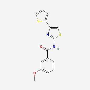 molecular formula C15H12N2O2S2 B2842774 3-methoxy-N-(4-(thiophen-2-yl)thiazol-2-yl)benzamide CAS No. 361996-14-7