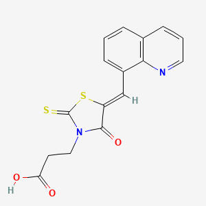molecular formula C16H12N2O3S2 B2842777 (Z)-3-(4-氧代-5-(喹啉-8-基)甲烯基-2-硫代噻唑烷-3-基)丙酸 CAS No. 902016-91-5
