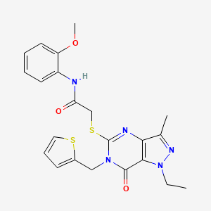 2-((1-ethyl-3-methyl-7-oxo-6-(thiophen-2-ylmethyl)-6,7-dihydro-1H-pyrazolo[4,3-d]pyrimidin-5-yl)thio)-N-(2-methoxyphenyl)acetamide