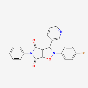 molecular formula C22H16BrN3O3 B2842781 2-(4-bromophenyl)-5-phenyl-3-(pyridin-3-yl)dihydro-2H-pyrrolo[3,4-d]isoxazole-4,6(5H,6aH)-dione CAS No. 1005150-19-5