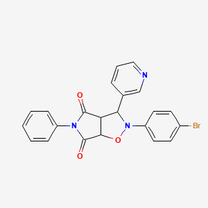 molecular formula C22H16BrN3O3 B2842781 2-(4-bromophenyl)-5-phenyl-3-(pyridin-3-yl)-hexahydro-2H-pyrrolo[3,4-d][1,2]oxazole-4,6-dione CAS No. 1005150-19-5