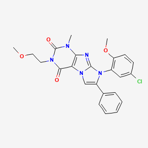 molecular formula C24H22ClN5O4 B2842787 8-(5-chloro-2-methoxyphenyl)-3-(2-methoxyethyl)-1-methyl-7-phenyl-1H,2H,3H,4H,8H-imidazo[1,2-g]purine-2,4-dione CAS No. 896300-70-2