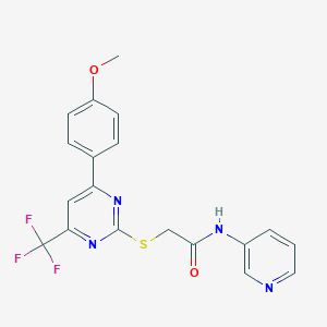 molecular formula C19H15F3N4O2S B284279 2-{[4-(4-methoxyphenyl)-6-(trifluoromethyl)-2-pyrimidinyl]sulfanyl}-N-(3-pyridinyl)acetamide 