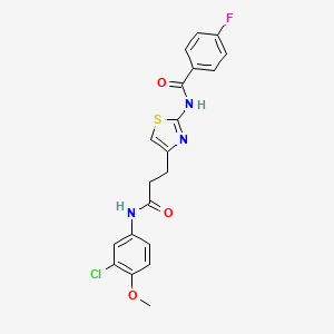 N-(4-(3-((3-chloro-4-methoxyphenyl)amino)-3-oxopropyl)thiazol-2-yl)-4-fluorobenzamide