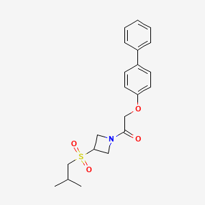 molecular formula C21H25NO4S B2842804 2-([1,1'-联苯]-4-氧基)-1-(3-(异丁基磺酰)氮代杂环丁烷-1-基)乙酮 CAS No. 1797304-46-1
